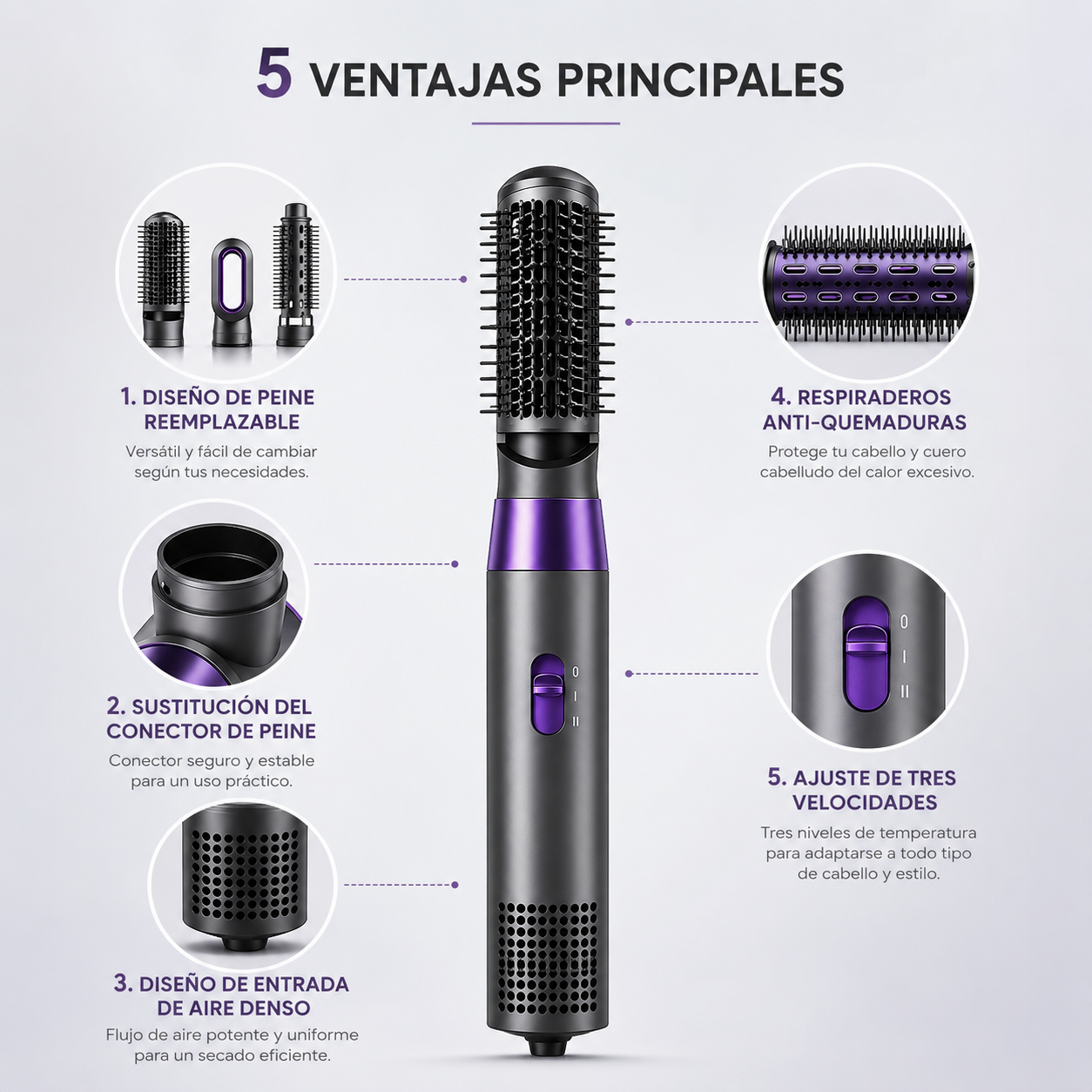 Secador de Pelo Aire Caliente 3 en 1